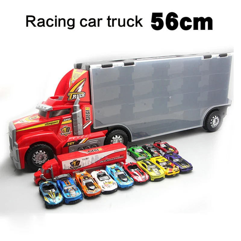 56 см хранения игрушка контейнерный грузовик Модель автомобиля отступить мультфильм автомобиль история большой контейнер сплава