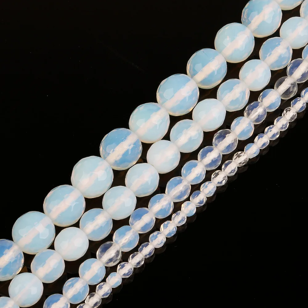 

Size 4 6 8 10mm Faceted Natural Opal Stone Beads Opalite Round Loose Beads for DIY Necklace Bracelet Jewelry Making Findings