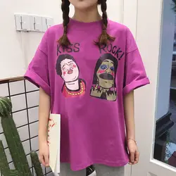 Модная футболка Femme 2019 весна лето женская одежда корейский Ulzzang Harajuku футболка женская с коротким рукавом футболки кавай Топы