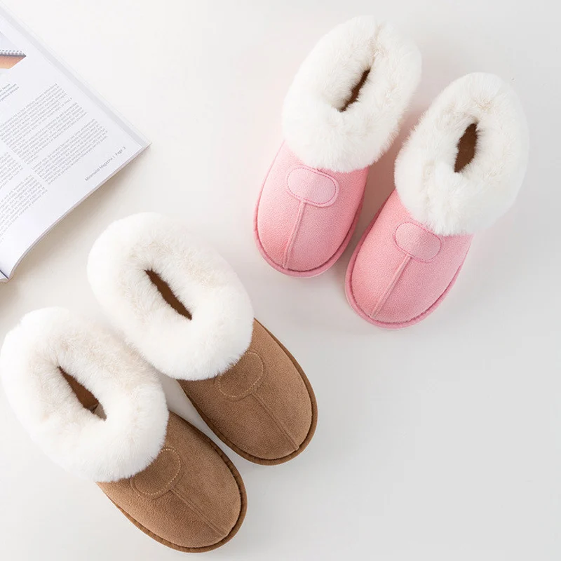 Меховые тапочки для женщин; домашняя обувь; большие размеры 41-47; Домашние женские тапочки; зимние теплые замшевые домашние тапочки на плоской подошве с эффектом памяти