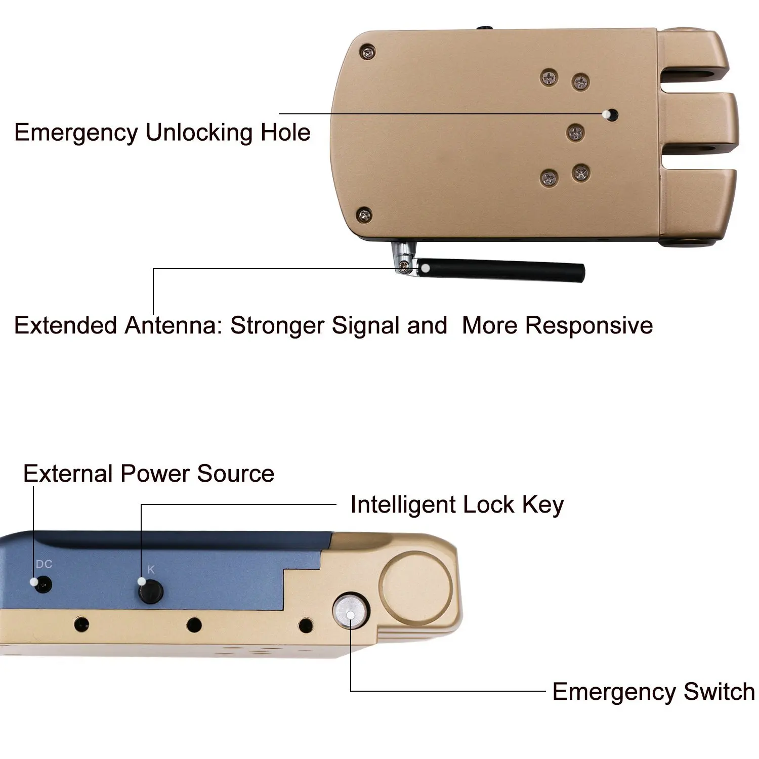 WAFU безопасность Keyless Smart Remote дверные замки беспроводной невидимый Противоугонный замок с 4 удаленными ключами