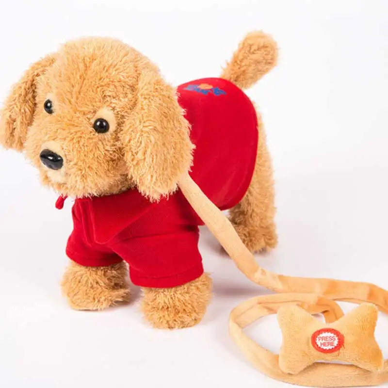 Controle de Som Animais de Estimação Brinquedos de Pelúcia para Crianças Presentes de Aniversário Robô Interativo Eletrônico Pelúcia Andando 72 Canções Trela Cão 5 Robô cão controle de som interativo cão