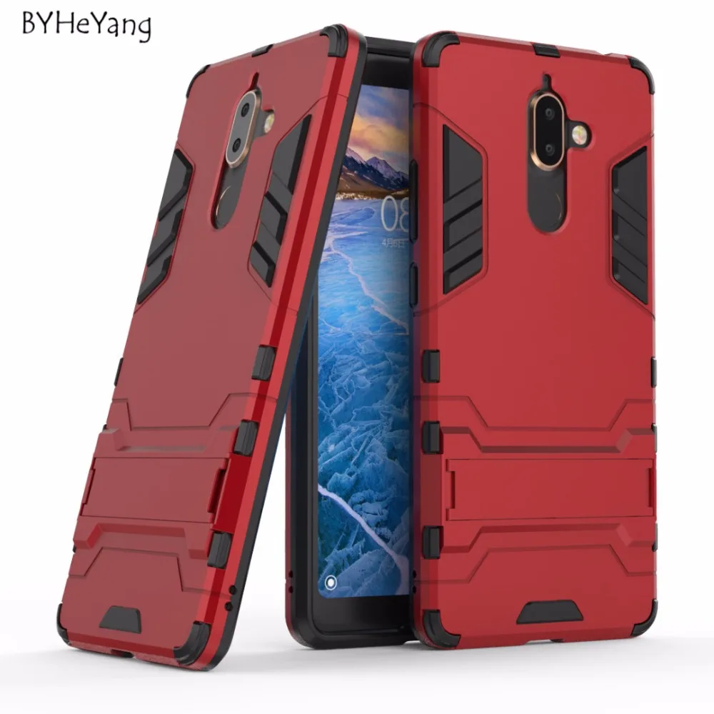 BYHeYang For Cover Nokia 7 Plus Case Shockproof Robot Armor PC &amp Silicon Phone Shell Nokia7 Funda |