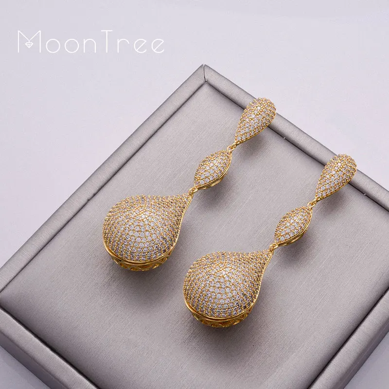 Роскошные серьги MoonTree 65 мм с твердым шариком большие полностью покрытые