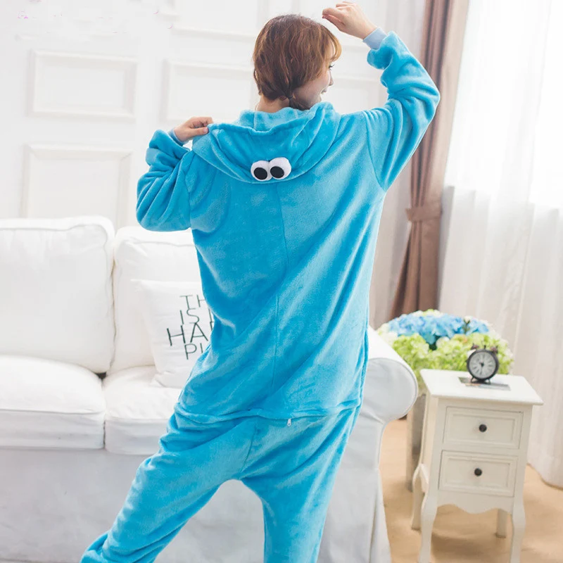 Kigurumi-Blue-Sesame-street-Onesies-Pajamas-For-Adults-Cute-Animal-Cosplay-Pyjamas-Unisex-Cartoon-Anime-Cosplay