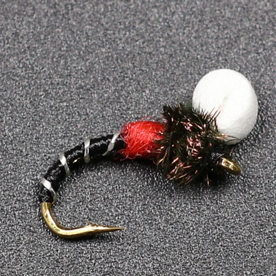 12PCS#14 Suspender Buzzer Nymph Fly Fishing Flies Trout Buzzers Red Orange Purple Green Chartreuse Black - Цвет: Black 12PCS