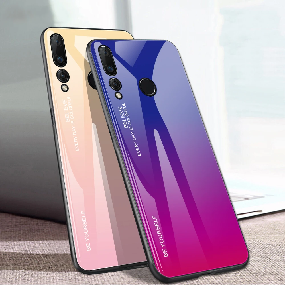 Градиентное закаленное стекло HRY-LX1T + силикон для Huawei Honor 20 Lite версия Малайзии