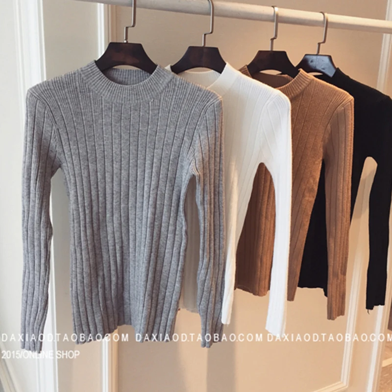 Elastic Slim Knitwear White Warm Korean Women Sweater Pullover Long Sleeve O Neck Sexy Sueter Mujer Invierno 2018 Pull Femme