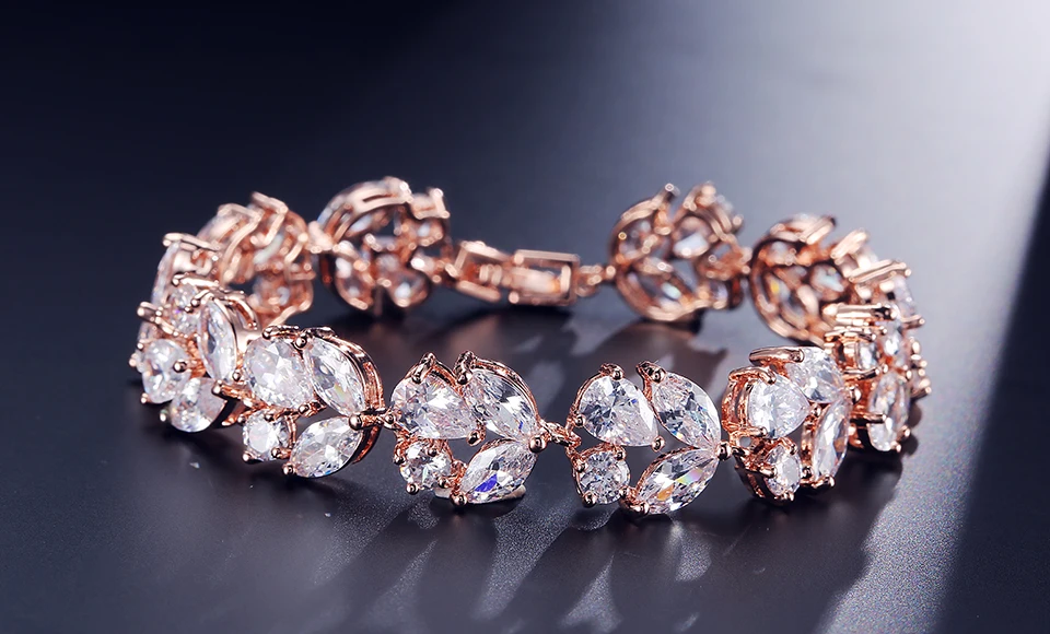 ZAKOL модные циркониевые браслеты с кристаллами и цветами серебряного цвета браслеты-цепочки для женщин Свадебные украшения FSBP038