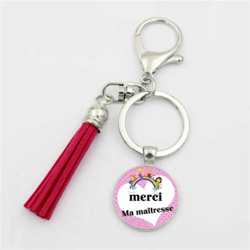 

2019 Fashion New Design Super Mistress Tassel Keychain Glass Art Creative Photo Handmade Charm Key Chain Holder for Teacher Gift