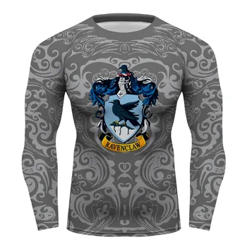 

Custom House Ravenclaw compression shirt long sleeve Boxing Shirt Gym Rashguard t-shirt boys bodybuilding Lifting men's T shirt