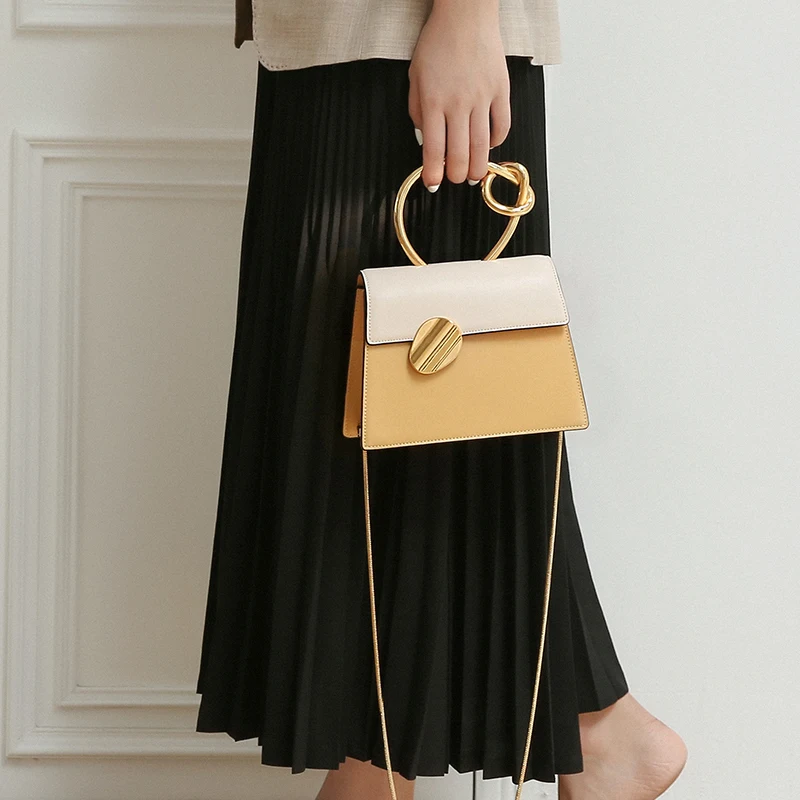 

WOONAM Women Fashion Handbag Top Hide Genuine Calf Leather Top Handle Bag WB1023