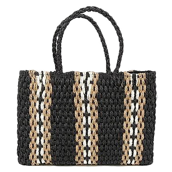 

New Portable Square Stripe Straw Bag Fashion Large Capacity Woven Shoulder Bags Single Beach Bag Female Big Handbag