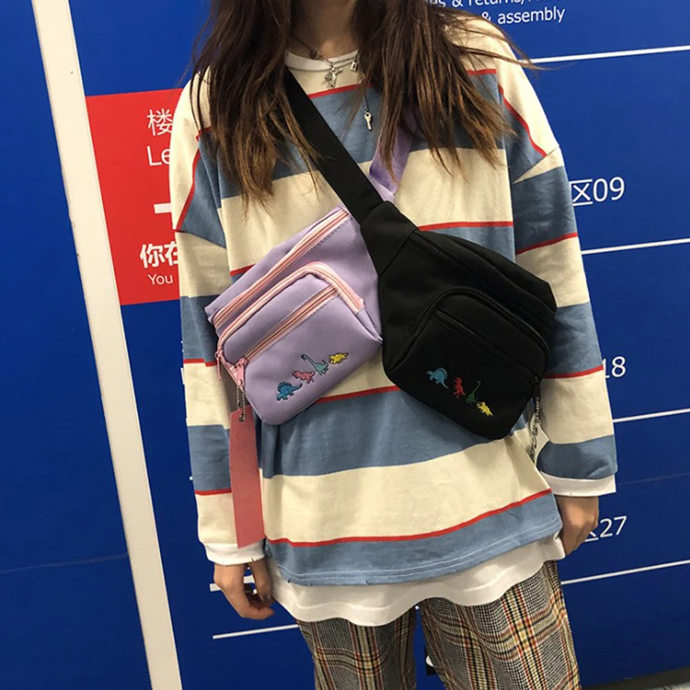Модная женская нагрудная сумка в стиле Харадзюку, Повседневная сумка с вышивкой через плечо, брендовая поясная сумка в стиле хип-хоп