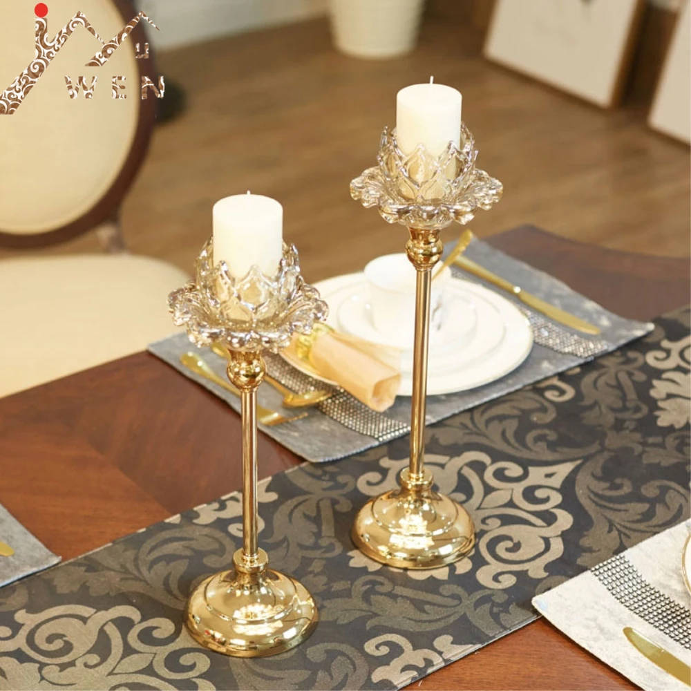 

Crystals Candle Holders Delicate Glass Wedding Candle stand Romantic Candlesticks Table Centerpiece For Home Decoration