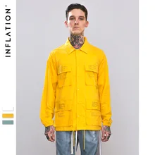 Ветровка-кофта с несколькими карманами и надписью INFLATION, брендовая одежда в стиле хип-хоп, уличная Мужская рубашка 8711W