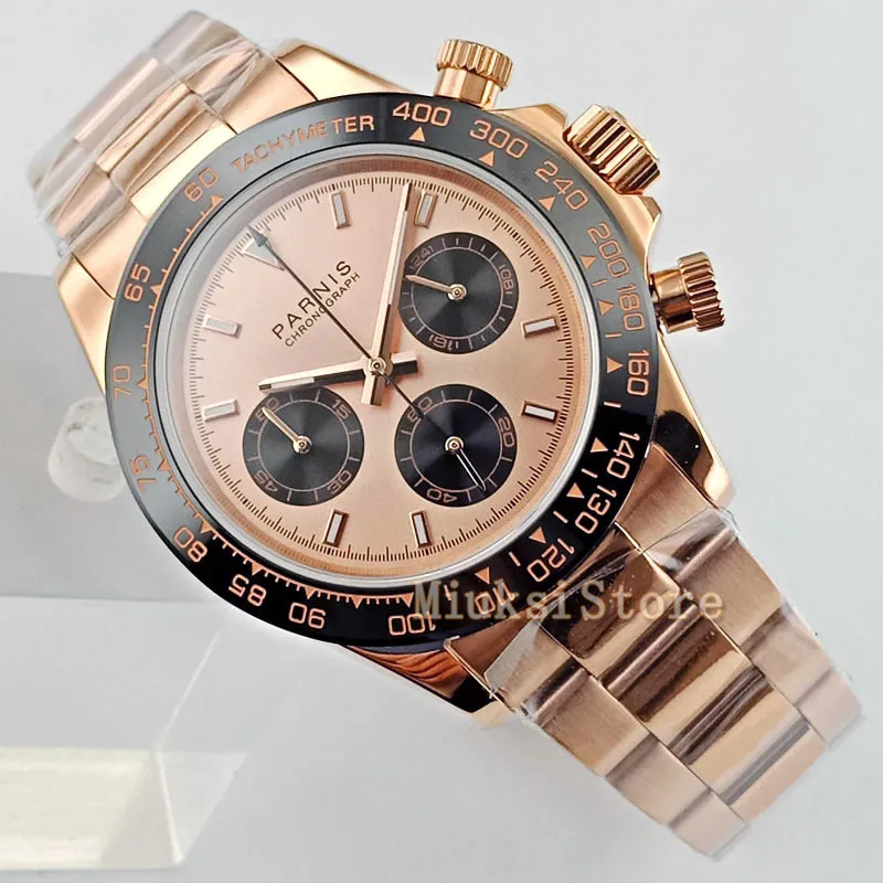 

39mm sapphire rose golden glass quartz Chronograph automatic mens mode faux chronographe Classique Cristaux Montres montre Cadea