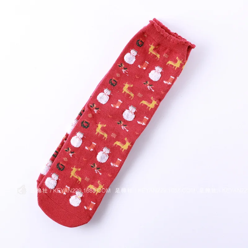 PEONFLY/теплые женские носки с героями мультфильмов kawaii милые японские рождественские носки счастливые носки с Рождеством забавный подарок на год, Прямая поставка - Цвет: red elk