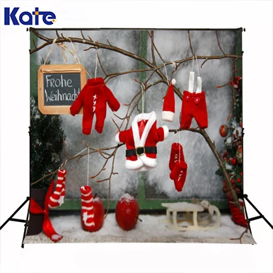 

Kate Merry Christmas photography backgrounds photo red cloth hat glove Branch snow wall backdrops for photo studio pirint ST-094