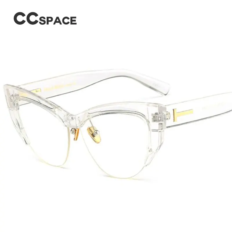 CCSPACE женские очки кошачий глаз оправа для мужчин и женщин без оправы с Т-образными заклепками брендовые дизайнерские оптические очки модные очки 45108