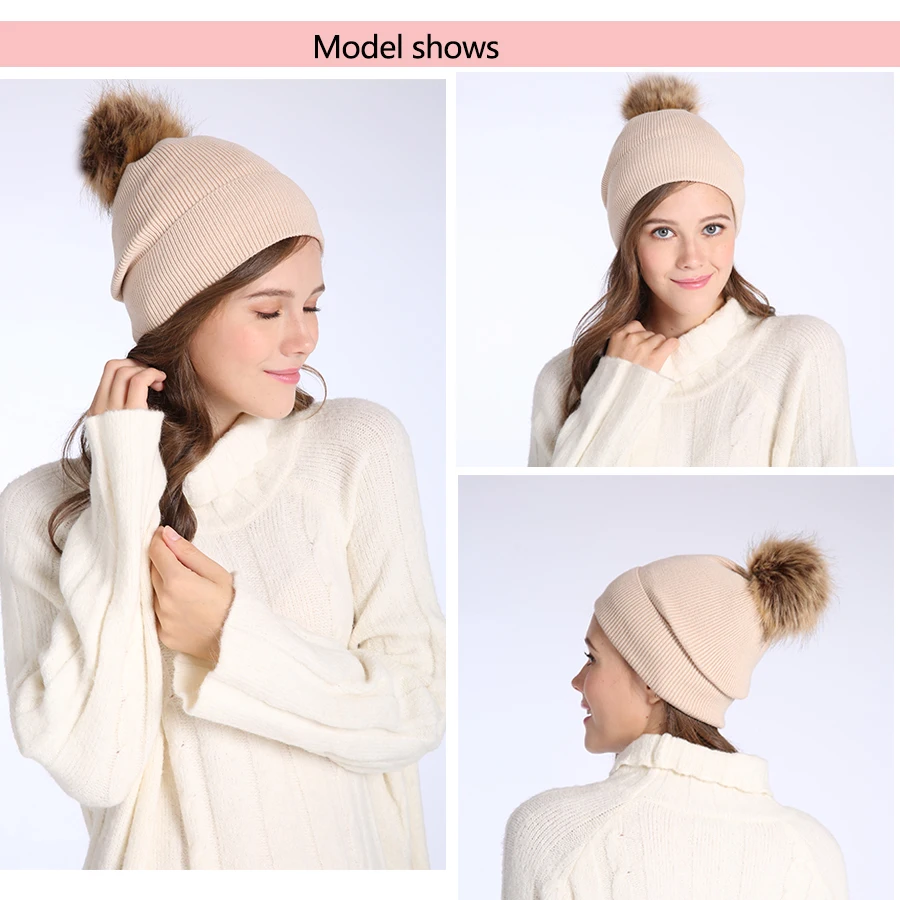 Girita Winter Women's knit hat fleece lined Hats crochet Skullies Beanies Pompon Fur Female Warm Caps The new listing (2)