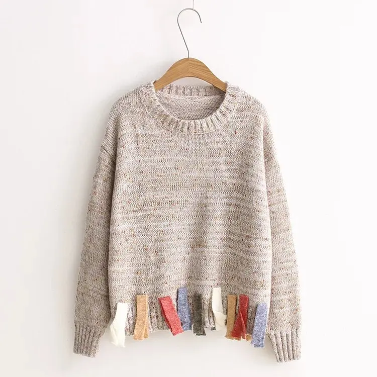 

Japanese Mori Girl Cute Tassel Loose Basic Pullover Sweater Preppy Style Autumn Spring Knitwear Ethnic Sweater Women Casual Coat