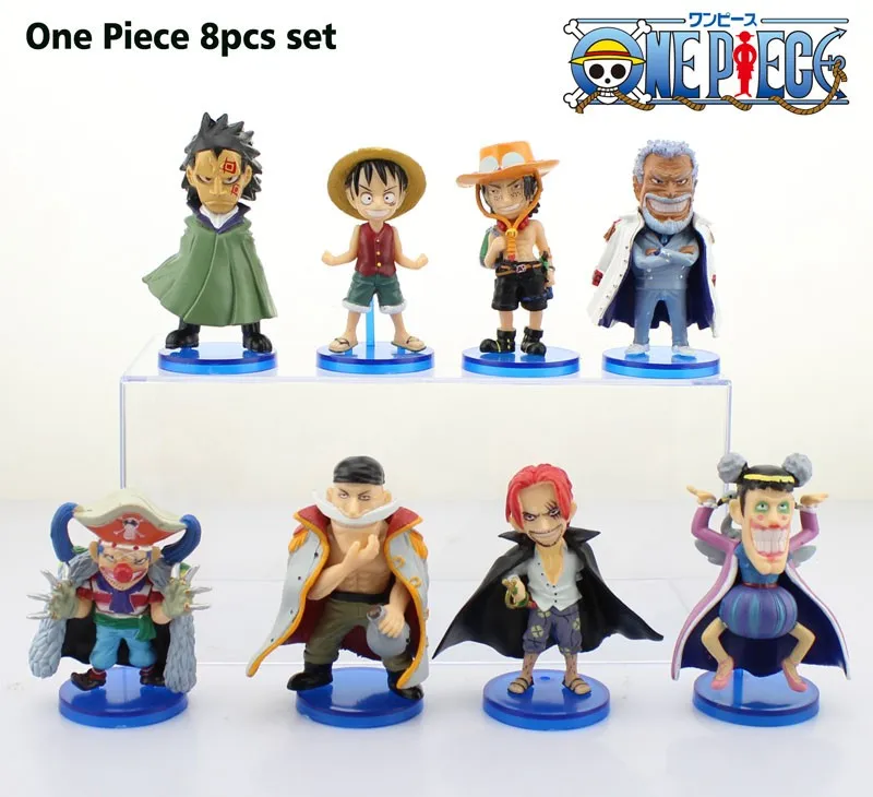 

EMS Shipping 12 sets One Piece Anime Luffy Ace Rayleigh Shanks Garp etc. 20th PVC Action Figure Collection Model Toy (8pcs set)