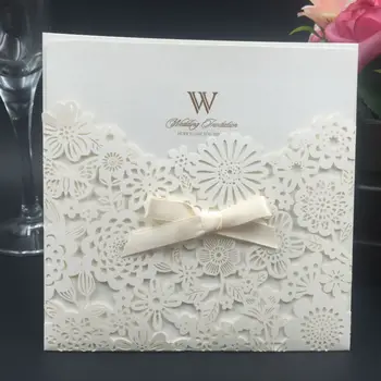 

White/Beige/Red Wedding Party Event Invitation Card Birthday Business Party Invitation Cards Flower Pattern Invitation Cards