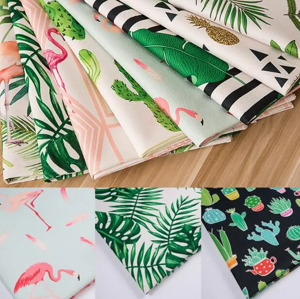 

5style Forest cotton linen printing background plant cloth curtain mat textiles fabric diy sofa patches gauze tweed fabric A466