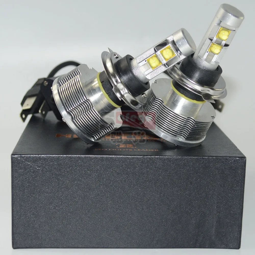 

1 sets  car led headlights h4 2nd generation 3000LM 30W per blub 6500K h4 led  hi lo beam 25% brightness than 1st