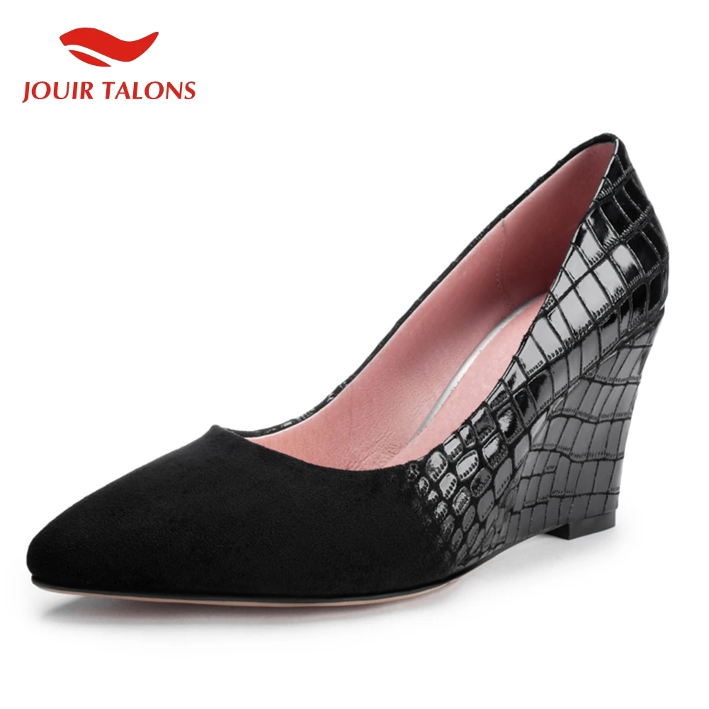 

Concise Shallow Pumps Woman Pionted Toe Wedges High Heels Pumps Woman Office Career Wedges Shoes Women Large Size 33-42