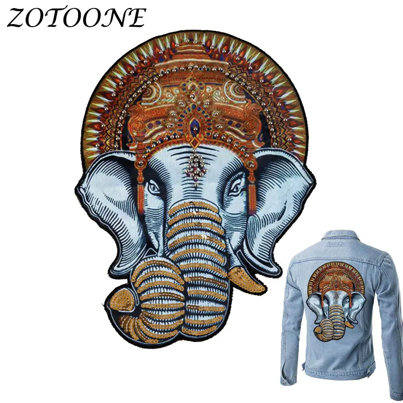 

ZOTOONE DIY Iron Patches for Clothing Embroidered Beaded Applique Elephant Iron Sticker for Clothing Decoration Embroidery Patch