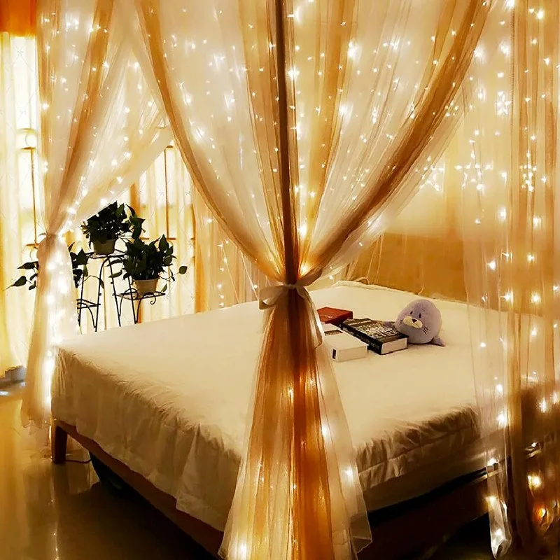 

2x2M Curtain LED String Light Fairy Icicle LED Garland Remote String Fairy LED Lights For Wedding/Party/Patio Christmas Decor