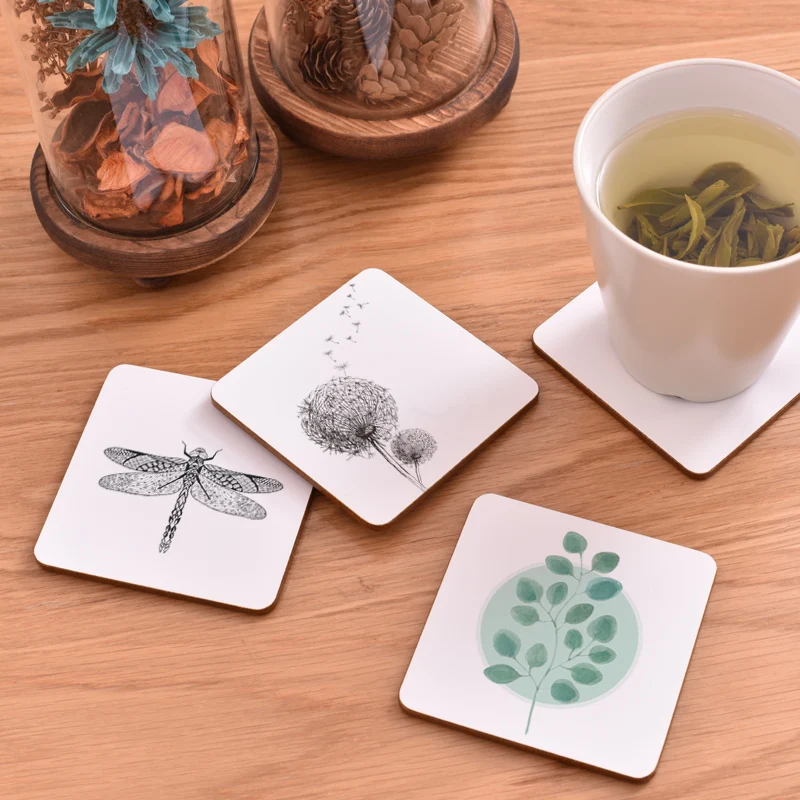 

CFen A's Plant Printing Animal Wood Coaster Cup Pad Non-slip Heated Mat Coffee Tea drink Coasters Brand Mat hand painted,1pc