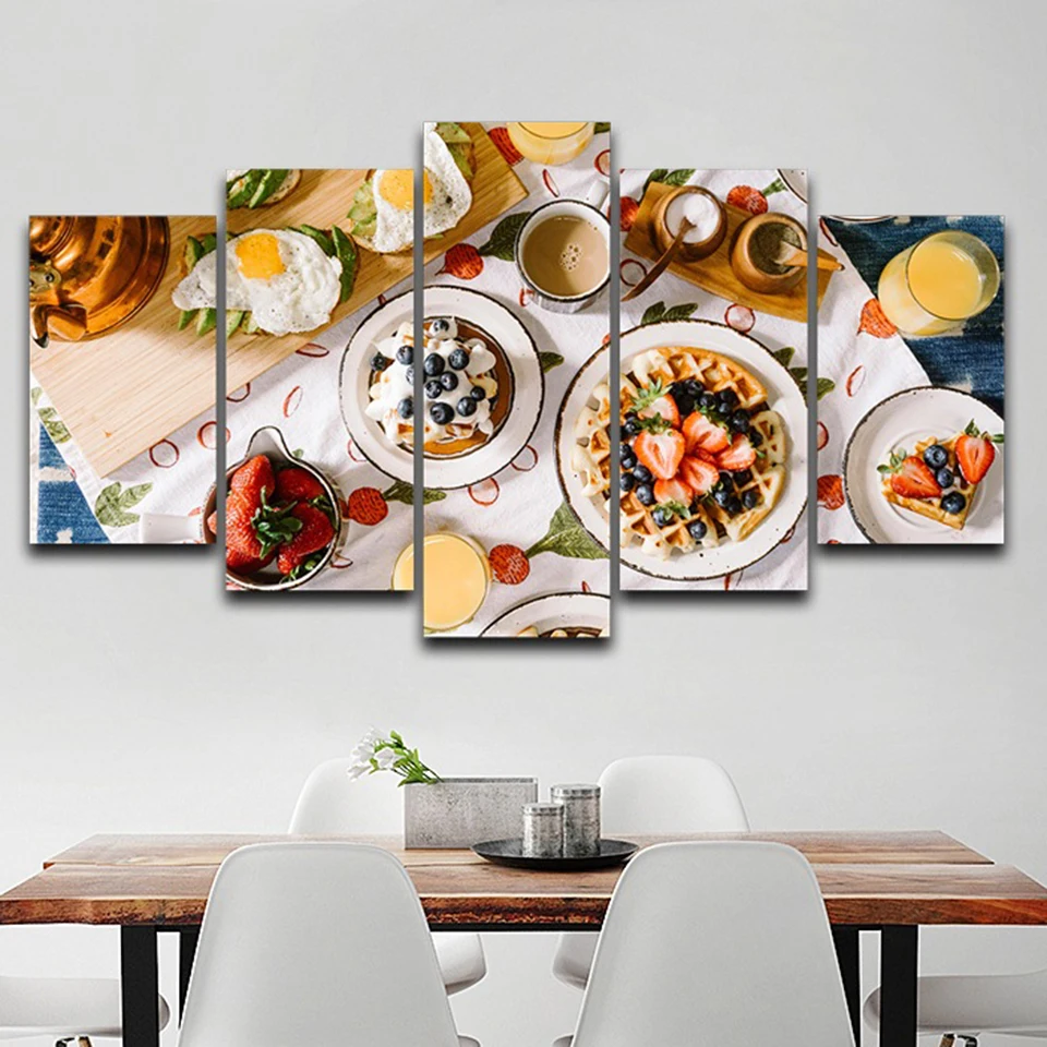 

Modular Canvas Painting Frame HD Printed Poster 5 Pieces Delicious Food Pictures Wall Art Home Decor For Living Room Or Kitchen