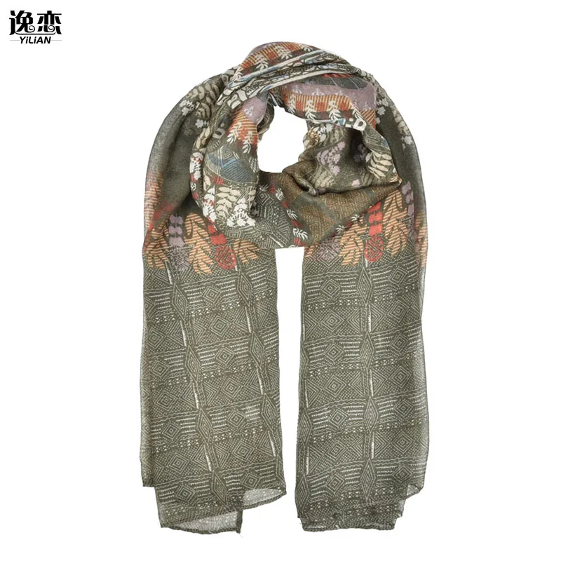 

YILIAN New Arrival Fashion Design For Women Printed Three Discs Pattern Long and Thin Scarves SF882