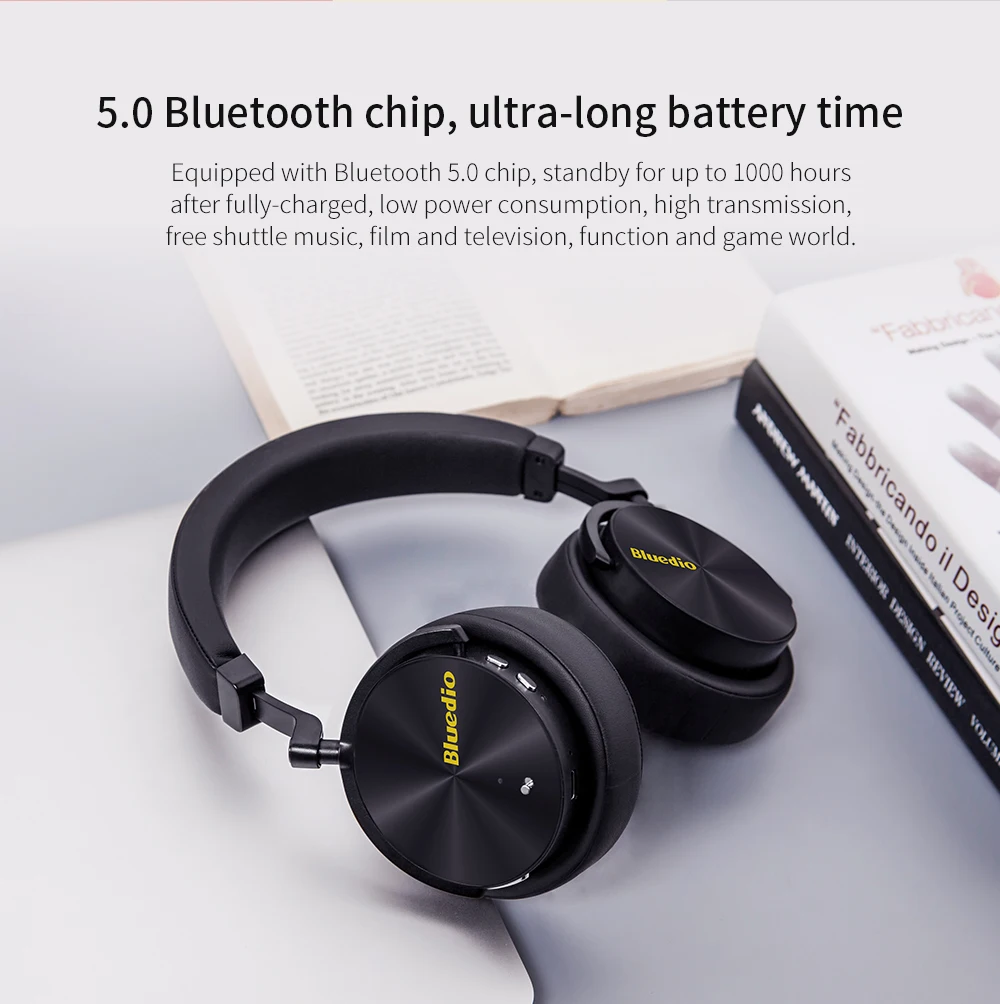 Bluedio T5 HiFi активный Шум шумоподавления наушники беспроводные bluetooth наушники с микрофоном для huawei xiaomi Телефоны