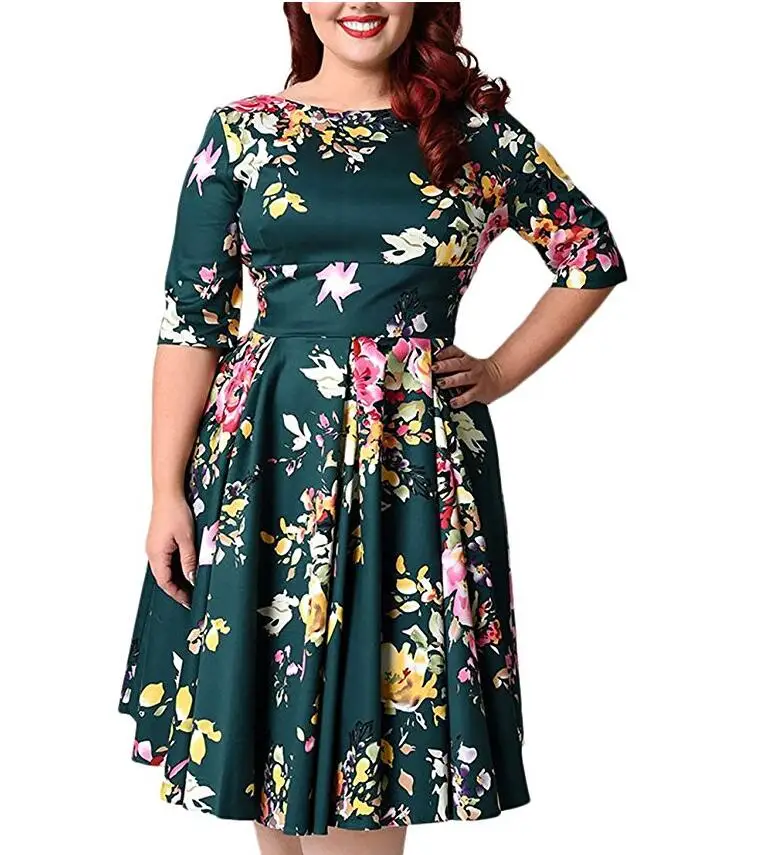 2018 Fashion design women wholesale elegant spring dress O neck half