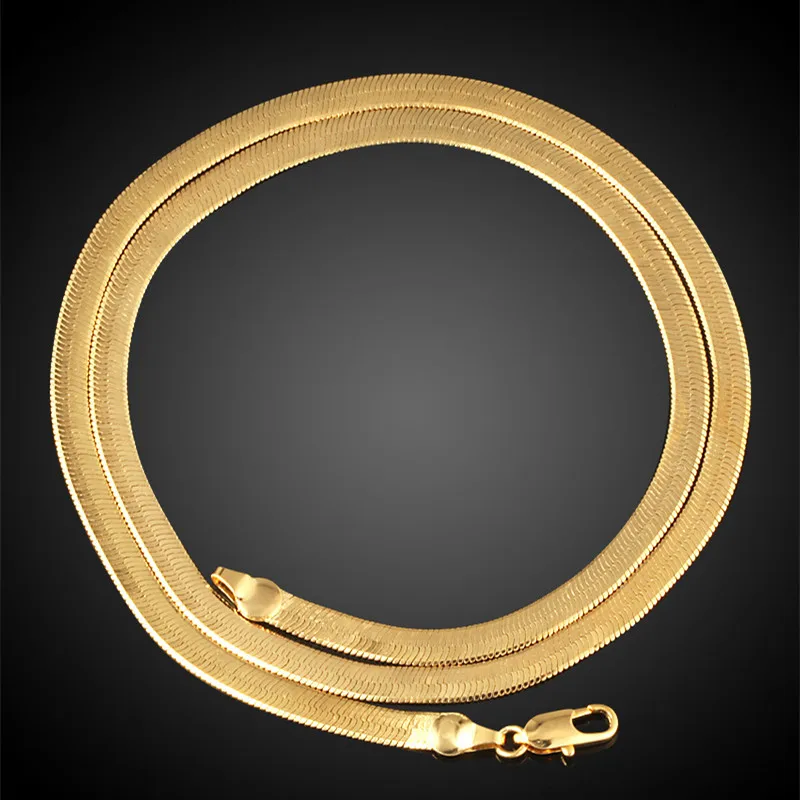 

Gold Chain Chunky Necklace Gold Colour 6MM 60cm Fashion Snake Chain Necklace Mens Boys Wholesale Jewelry