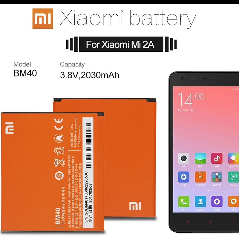 Xiao mi телефон батарея BM40 2030 мАч для Xiaomi 2A высокое качество оригинальный запасной