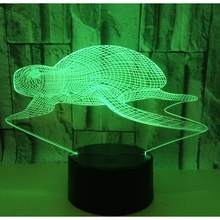 3D свет в ночь морская черепаха с 7 цветов свет для украшения дома лампы удивительный визуализации Оптические иллюзии