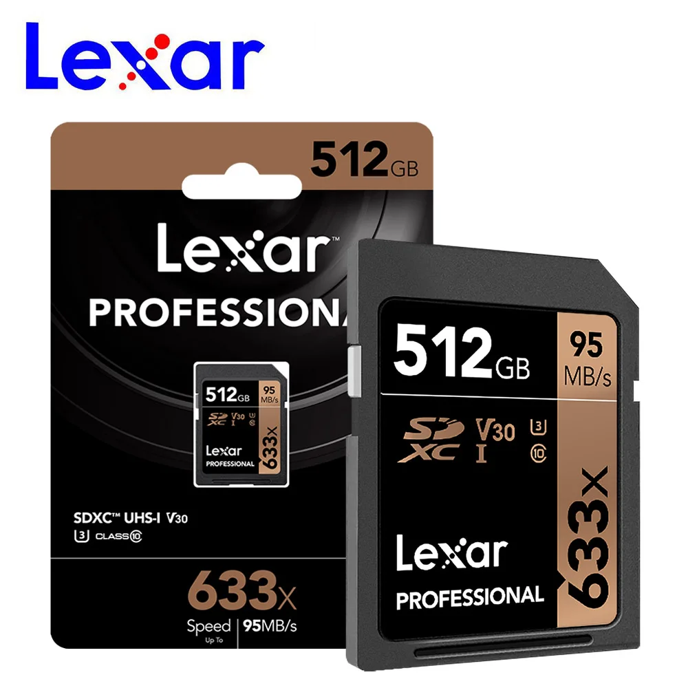 Lexar 633x32G SD карты 256 Гб карта памяти 512 ГБ UHS-I флеш-карта 128 ГБ оперативной памяти, 16 Гб встроенной памяти, высокая Скорость до Max 95 м Class10 для Камера - Емкость: 512 ГБ