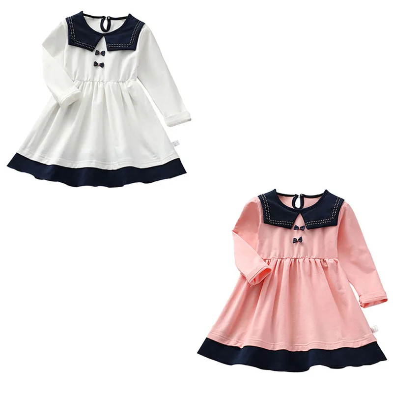 

Hot Girls Dress Children Bow Long-Sleeved Princess Dress 2018 New Autumn Children Casual Clothes Kids Girls Clothing 3-8Y H1