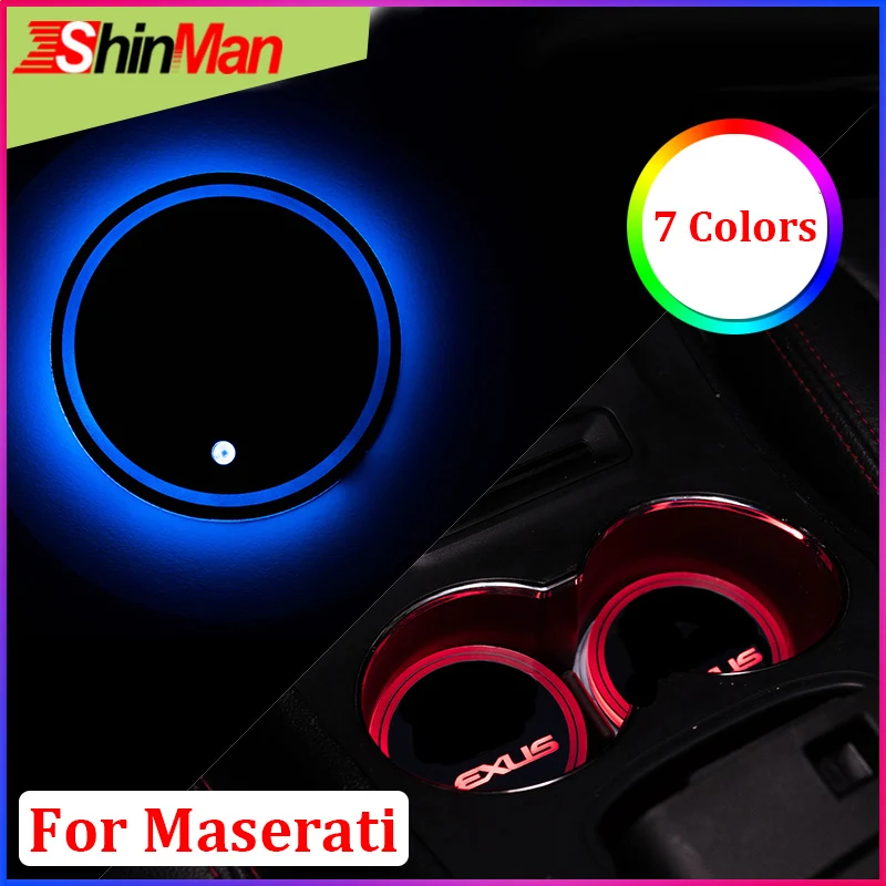 

ShinMan Atmosphere lights USB Cup lights Car LED Coaster Cup Coaster For Maserati ghibli levante granturismo quattroporte