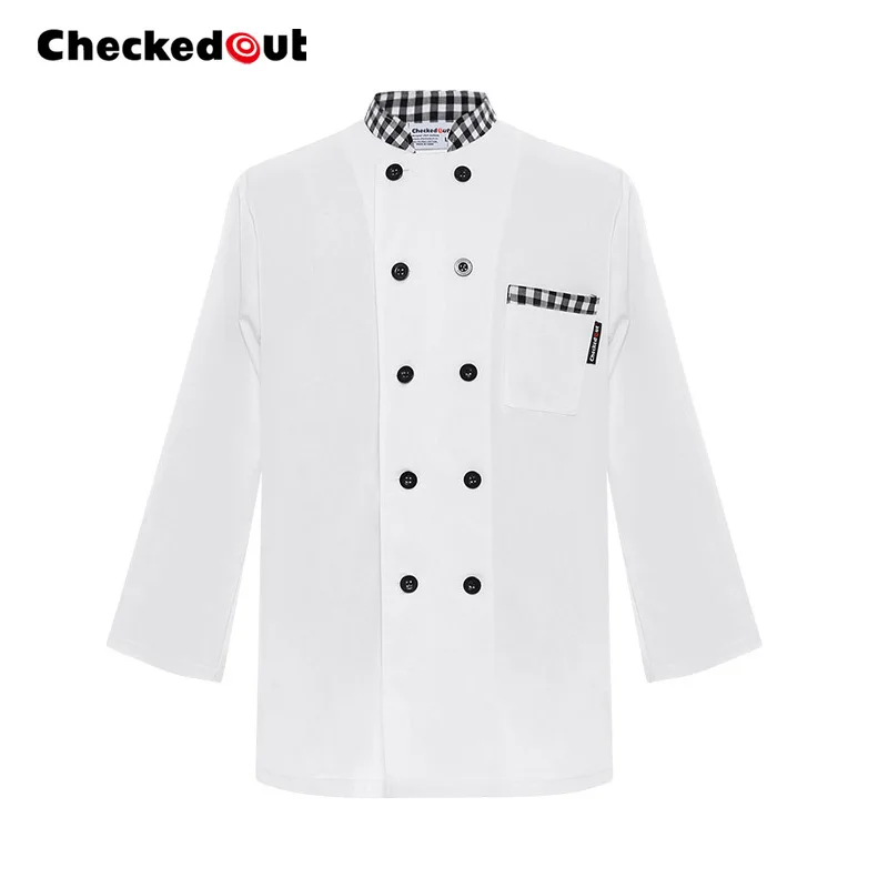 Top quality cook suit checkedout chef uniform cheapest price long