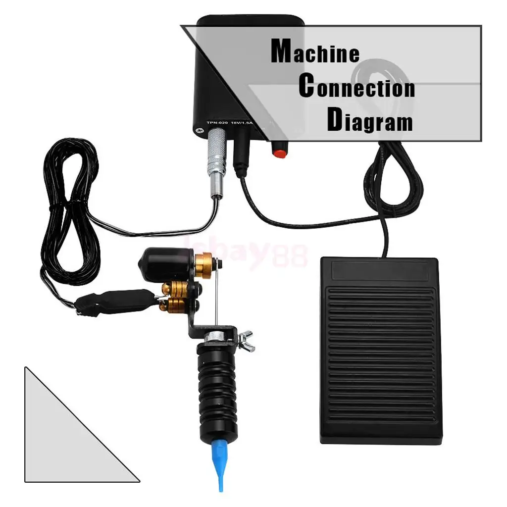 

Rotary Tattoo Machine Set Power Supply Foot Pedal Needles Kits Black EU Plug