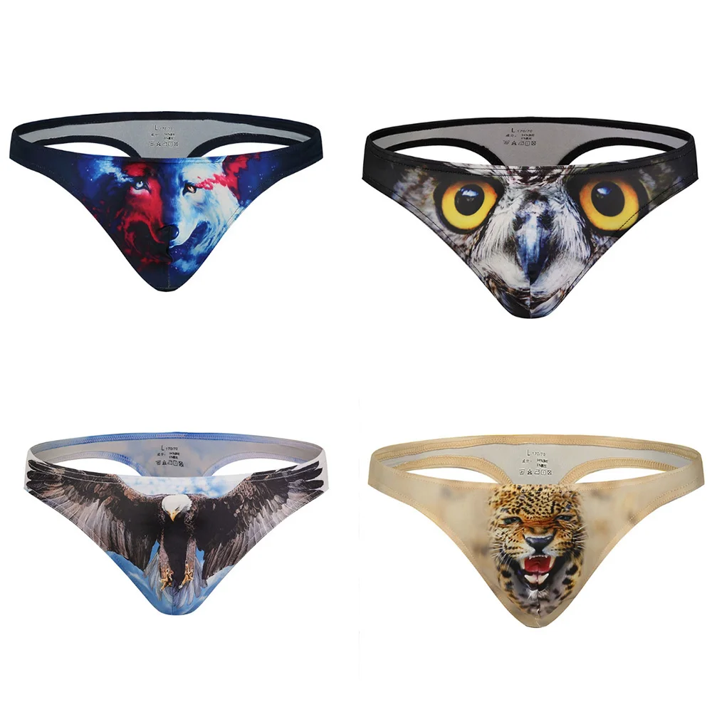 

Men's Sexy 3D Animal Printed Underwear U Crotch Animal Pattern Men Shorts Swimming Low Waist Briefs Calzoncillos triangulares
