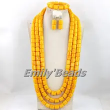Индийские нигерийские Свадебные бусы свадебное ожерелье комплект ювелирных изделий Африканский костюм украшение с коралловыми бусинами наборы CJ405