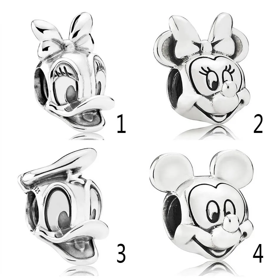 

Authentic 925 Sterling Silver Bead Charm Cute Cartoon Minnie Mickey Portrait Beads Fit Women Pandora Bracelet Bangle Diy Jewelry