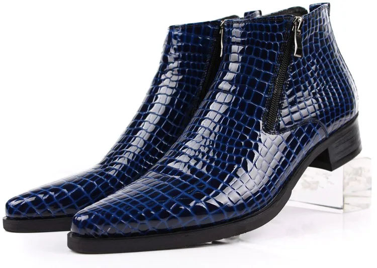 Glissière En Chaussures Tan Fermeture Cuir D'affaires Eur46 Noir Véritable Black brown Pour blue brun Taille Hommes À Cheville bleu Grande Tan Bottes Robe 5L34cAqRj